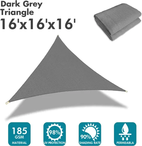 Miniatura 2 de KANAGAWA - Toldo triangular con bloque UV, color gris oscuro para patio,jardín, jardín trasero, actividades al aire libre