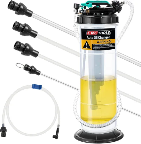 Estune Extractor de líquido neumático manual de 2 galones/7.5 L, bomba extractora de aceite automotriz, cambiador de vacío de aceite con 5 mangueras