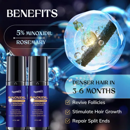 Miniatura 2 de Crecimiento del cabello de minoxidil al 5% para hombres y mujeres: paquete de 2 sueros de tratamiento de pérdida de cabello con minoxidil extra