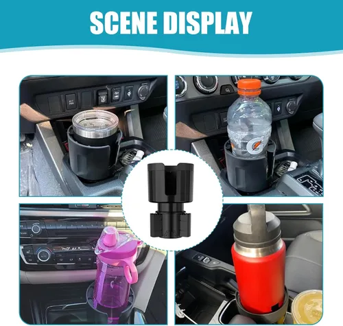 Miniatura 5 de Extensor de portavasos de automóvil, extensor de soporte para bebidas con base extensible, adaptador multifunción giratorio de 360 grados
