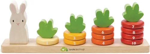 Tender Leaf Toys - Contando zanahorias - Apilador de anillos de madera - Juguete educativo para aprendizaje temprano, conteo, clasificación de