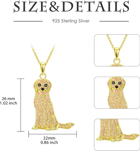 Miniatura 114 de Collares con colgante de perro de plata de ley S925 – 24 razas corgi/husky/labrador/pastor para mujer