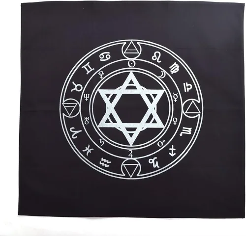 Miniatura 2 de BLESSUME Mantel de tarot de altar cuadrado negro tapiz hexagonal Wicca (negro)