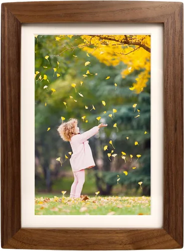 Miniatura 6 de Marcos de fotos de madera natural maciza con paspartú para pared, marco de fotos rústico de mesa, pantalla vertical u horizontal para pared, diseño
