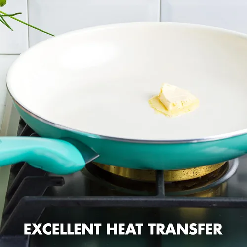 Miniatura 2 de GreenPan Rio Healthy Ceramic - Sartén antiadherente de 13.5 pulgadas con mango auxiliar, sin PFAS, apto para lavavajillas, turquesa
