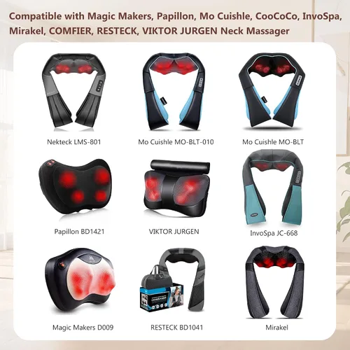 Miniatura 2 de Cargador masajeador de cuello de 12 V para masajeador de espalda y cuello Zyllion Shiatsu, compatible con RESTECK/Vellax/Medcursor/Mirakel/InvoSpa