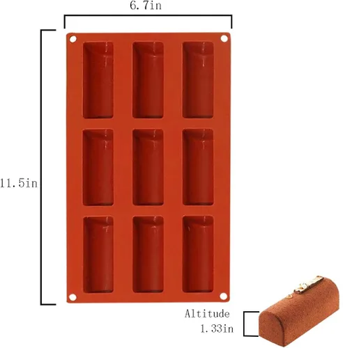 Miniatura 2 de Moldes de silicona para cilindros – Molde de troncos de 9 cavidades para tartas, molde de chocolate, moldes de silicona antiadherentes para hornear