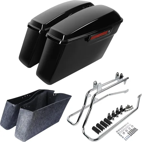 Miniatura 15 de SLMOTO Alforjas rígidas para motocicleta para Harley, alforjas rígidas con soportes de conversión negros, compatibles con Harley Street Glide