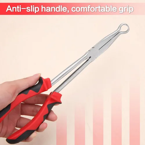 Miniatura 2 de Alicates de agarre de manguera de alcance de 11 pulgadas de largo para extracción de bujías y botas, nariz de anillo con mordazas dentadas