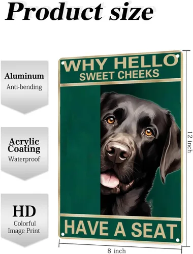 Miniatura 4 de Labrador Retriever - Letrero de metal con texto en inglés "Why Hello Sweet Cheeks Have A Seeks Have A Seeks" (1683)