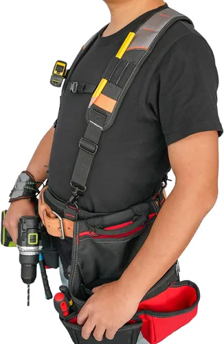 Miniatura 5 de KUNN Cinturón de herramientas con suspensión y pulsera magnética para carpintero, electricista (Color Gris)
