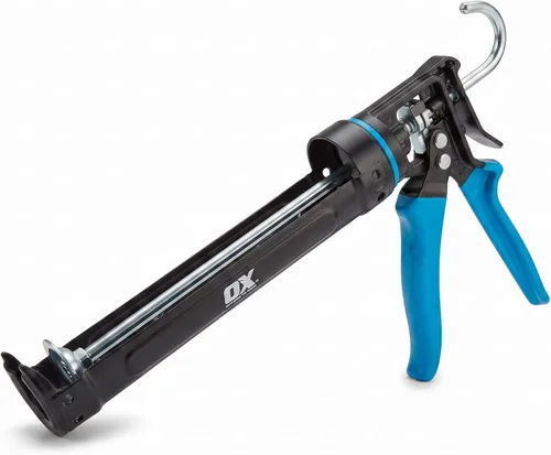 OX Tools Pro OX-P044410 Pistola de calafateo resistente de 10 onzas, relación de empuje 12:1, pistola de calafateo de 10 onzas, dispensador de