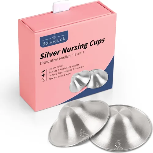 Boboduck Protectores para pezones para lactancia, recién nacidos, tazas de lactancia de plata 999 Trilaminate para calmar tu pezón de lactancia,