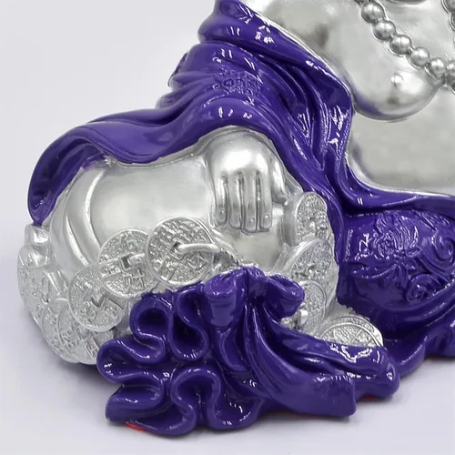 Miniatura 5 de Feng Shui "NGAN Chee" Estatua de Buda sonriente en amuleto casero púrpura real