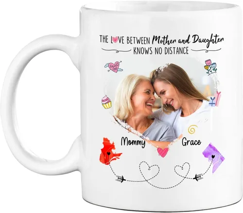 Miniatura 14 de Taza de café blanca con texto en inglés «Choose States Names», 11 tazas de 15 onzas con texto en inglés «The Love Between Father And Daughter Knows