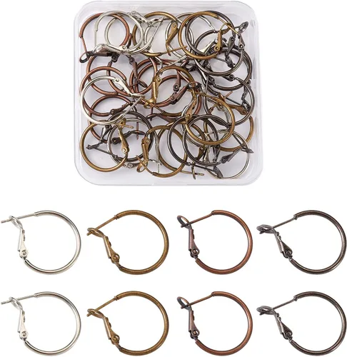 Miniatura 8 de Craftdady Aretes de aro chapados en oro de 14 quilates, 12 pares de aretes de aro de latón con múltiples bucles, círculo, lágrima, flor, palanca