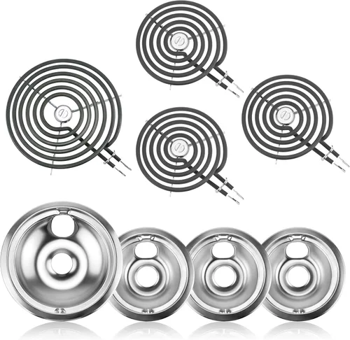 Miniatura 11 de Sartenes de goteo negras para quemador WB31M19(8") WB31M20(6") Repuesto de quemador de estufa eléctrica WB30M1(6") WB30M2(8")&WB17T10006 Bloque