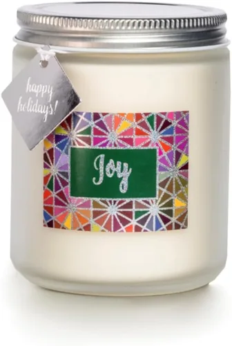 ECO CANDLE CO. Frosted Jar Holiday Candle Sparkle Joy, 8 onzas, aromas de pino, cedro, cítricos y sándalo, pino, cedro, cítricos y sándalo - 100%