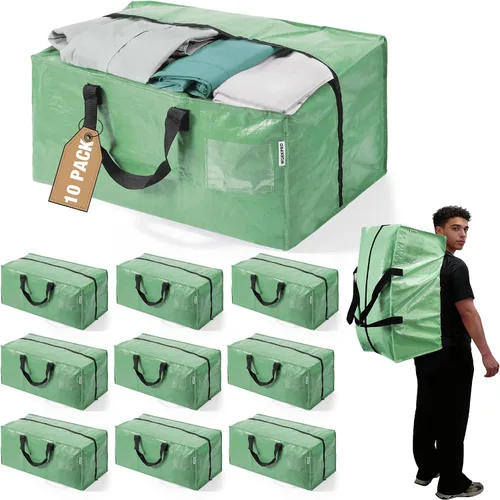 Miniatura 9 de WORKPRO 1 paquete de bolsas de mudanza extra grandes con cremalleras y asas de transporte, correas de mochila, bolsa de almacenamiento resistente