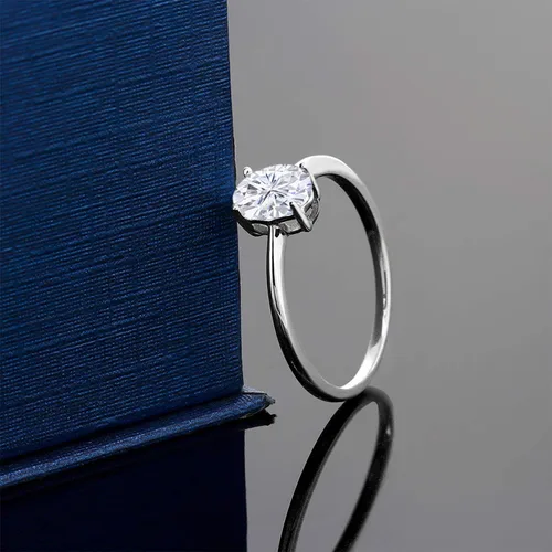 Miniatura 61 de Gem Stone King Anillo de compromiso solitario con piedra preciosa de oro blanco de 10 quilates, ovalado, 0.27 x 0.19 pulgadas, anillo de promesa