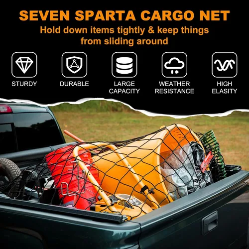 Miniatura 4 de Seven Sparta Red de carga elástica de 5 x 7 pies que se estira a 10 x 14 pies para cama de camión, cama de camioneta, remolque, maletero, SUV con 16