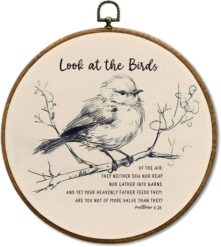 Miniatura 9 de JUIOEIU Decoración de pared redonda de búho de hongo con núcleo de cabaña, impresiones en lienzo enmarcadas con diseño de búho lluvioso oscuro