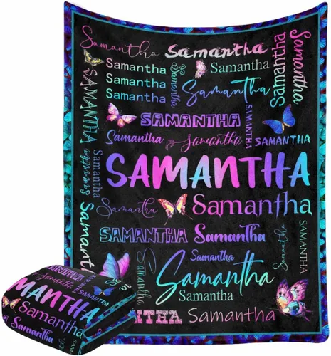 Miniatura 16 de Manta personalizada con nombre con fuente diferente y colorida para niños, mujeres y hombres, divertida decoración personalizada para el hogar, cama