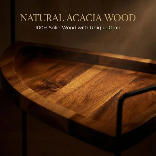 Miniatura 4 de Demigo Organizador de esquina de baño de 13.2 x 9.9 pulgadas, organizador de madera de acacia de 2 niveles, estante de almacenamiento esquinero