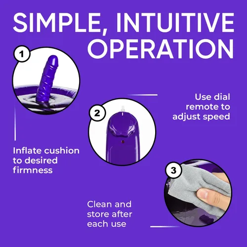 Miniatura 5 de Lynx Asiento de montar inflable consolador vibrador púrpura, asiento vibratorio inflable con vibración de velocidad multi y control remoto