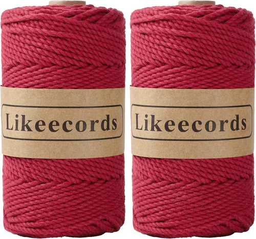 Miniatura 15 de Likeecords Cordón de algodón para macramé de 3mm x 100 metros, hilo torcido de 3 hebras, cuerda de macramé, hilo de algodón para macramé, cuerda