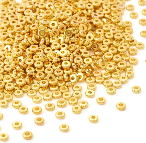 Miniatura 13 de Craftdady 210 cuentas espaciadoras redondas de oro de 18 quilates de 0.079 pulgadas, 0.089 pulgadas, 0.118 pulgadas, 0.118 pulgadas, 0.197 pulgadas