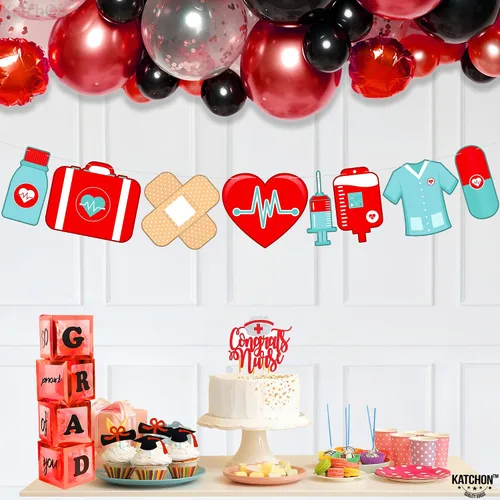 Miniatura 8 de KatchOn, Banner de guirnalda de enfermeras – Grande 10 pies, No DIY Cartel de enfermera para decoraciones de fiestas temáticas de enfermeras