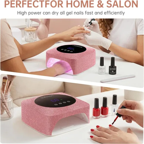 Miniatura 6 de Lámpara de uñas LED UV inalámbrica de 96 W, luz UV recargable para uñas de gel con 3 ajustes de temporizador, secador de uñas profesional de secado