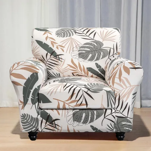 Miniatura 5 de SearchI Funda Elástica para Sofá con Estampado Fundas para Sofá, Patrón Floral Funda para Sillón de 2 Piezas con Funda de Cojín de Silla Separada