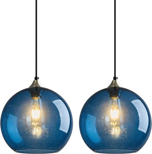 Miniatura 40 de Luces colgantes de vidrio marrón claro, iluminación de isla de cocina, lámparas colgantes de globo, iluminación colgante moderna para dormitorio