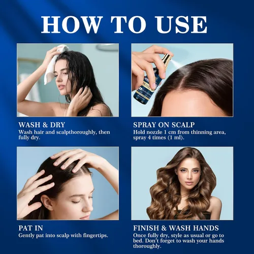 Miniatura 7 de Kit de spray para crecimiento del cabello de minoxidil al 5 % para hombres y mujeres: solución tópica para recrecimiento para barba, suero