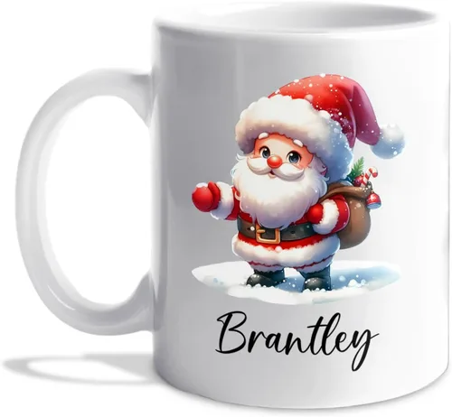 Miniatura 28 de Taza de café de Papá Noel con nombre personalizado – Taza de Papá Noel personalizada, 11 onzas y 15 onzas, bonita taza de cerámica blanca regalo
