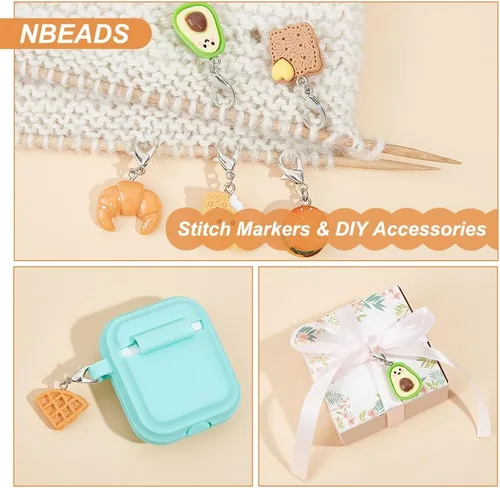 Miniatura 4 de NBEADS 10 marcadores de punto de pan, resina de ganchillo y aguacate, colgantes de puntada de ganchillo, dijes, bloqueo, regalo hecho a mano