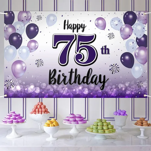 Miniatura 65 de Decoraciones de feliz cumpleaños 30, cartel grande de globo morado de 30 cumpleaños, suministros para fiesta de cumpleaños de 30 años. 30 (EE. UU.)