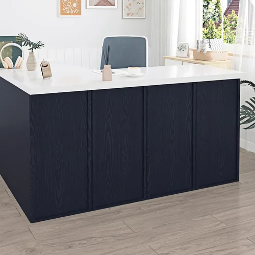 Miniatura 5 de Papel de contacto de madera azul marino de 24 x 315 pulgadas para armarios de escritorio, papel tapiz autoadhesivo de grano de madera, papel tapiz