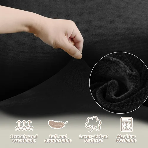 Miniatura 128 de Arfntevss Fundas de sofá seccional reclinable de terciopelo, Funda de sofá seccional de esquina para sofá reclinable, Funda elástica suave