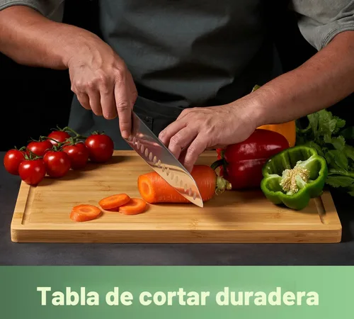 Miniatura 2 de Tabla de cortar de bambú para cocina, tabla grande de madera de 18" para embutidos y queso, bloque de cortar de madera con asas laterales y ranuras