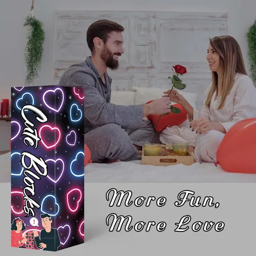 Miniatura 4 de Divertido regalo para el día de San Valentín 2026: 54 divertidos bloques apilables, juego romántico: hablar, atreverse, desafío para aniversario