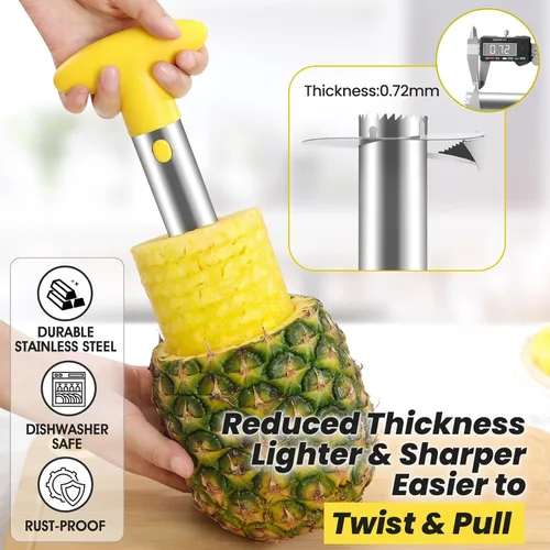 Miniatura 3 de AUBENR Herramienta Premium para Descorazonar y Rebanar Piña - Cortador de Piña Afilado con Puntas Serradas - Fácil de Usar y Limpiar - Removedor