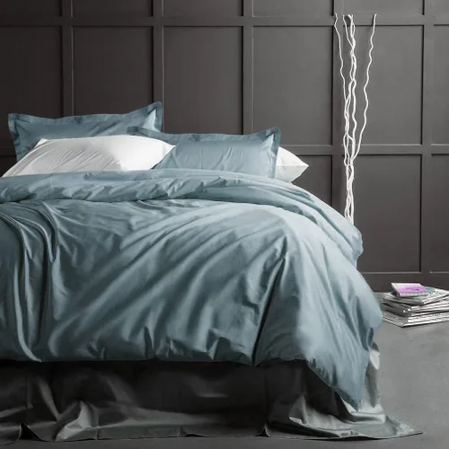 Miniatura 12 de Juego de ropa de cama de lujo de algodón egipcio, de color liso, de satén de alta densidad de hilos largos, sedoso, suave, transpirable, de primera