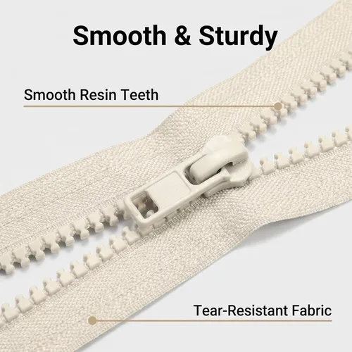 Miniatura 3 de Sawoake 2PCS #5 5 Inch Separating Jacket Zippers for Sewing Coats Jacket Zipper Beige Molded Plastic Zippers Bulk Tailor DIY Sewing Tools for