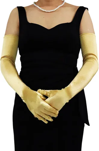 Guantes largos de satén para mujer, guantes elásticos de fiesta de ópera de los años 20, blanco, negro, rojo, guantes de fiesta de noche