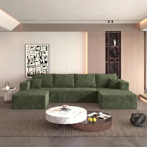 Miniatura 16 de Sofá otomano modular de pana de 28 pulgadas sin hueso, sofá otomano seccional para sala de estar, color beige