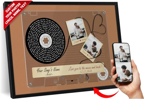 SANTANNA Letras de canciones de música personalizadas, impresiones de cinta, fotos de amor personalizadas, nombres, texto, póster de pared para