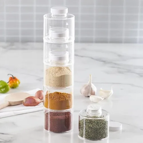 Miniatura 7 de 6 piezas apilables para especias, torre de especias, recipientes herméticos para especias, organizador de botellas de condimentos para especias